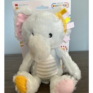 Snuggles‎ Sensory Plush Elephant Noise Rattle Ribbon Tags Crinkles